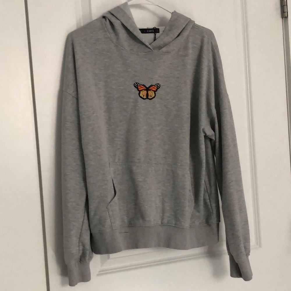 grey butterfly sweatshirt from Zaful. Size L but fits like a M